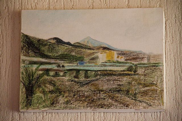 cuadro paisaje pintado con ceras