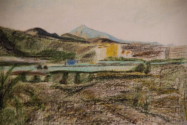 cuadro paisaje pintado con ceras